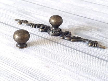 Antique Bronze Round Drawer Knob with Backplate - LynnsHardware