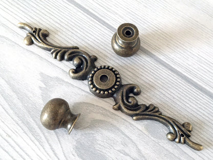 Antique Bronze Round Drawer Knob with Backplate - LynnsHardware