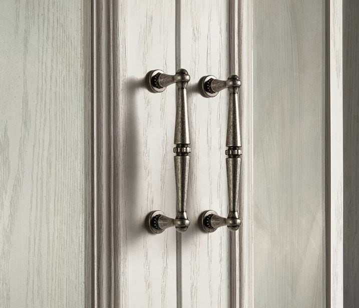 Rustic Antique Pewter Cabinet Handles - 96 128 160 mm