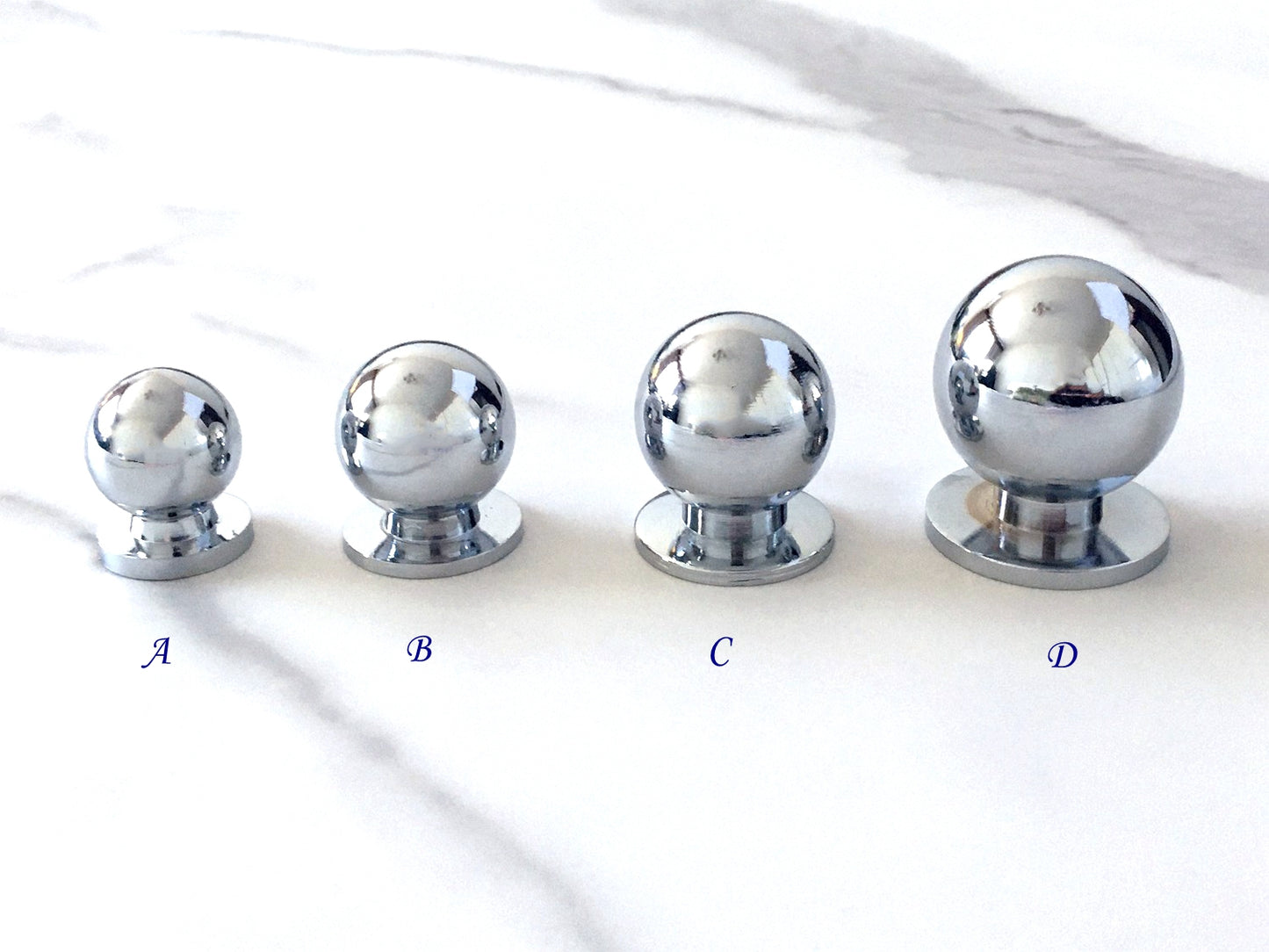 Ball Drawer Knobs, Polished Chrome, 4 sizes, Modern Kitchen Cabinet Hardware