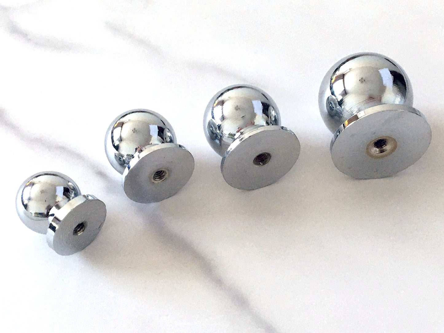 Ball Drawer Knobs, Polished Chrome, 4 sizes, Modern Kitchen Cabinet Hardware