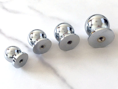Ball Drawer Knobs, Polished Chrome, 4 sizes, Modern Kitchen Cabinet Hardware