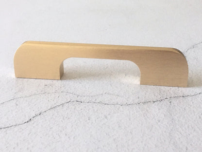 Brushed Gold Brass Cabinet Pull, Alumimum, Mid Century Modern Drawer Handle