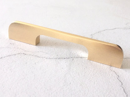 Brushed Gold Brass Cabinet Pull, Alumimum, Mid Century Modern Drawer Handle