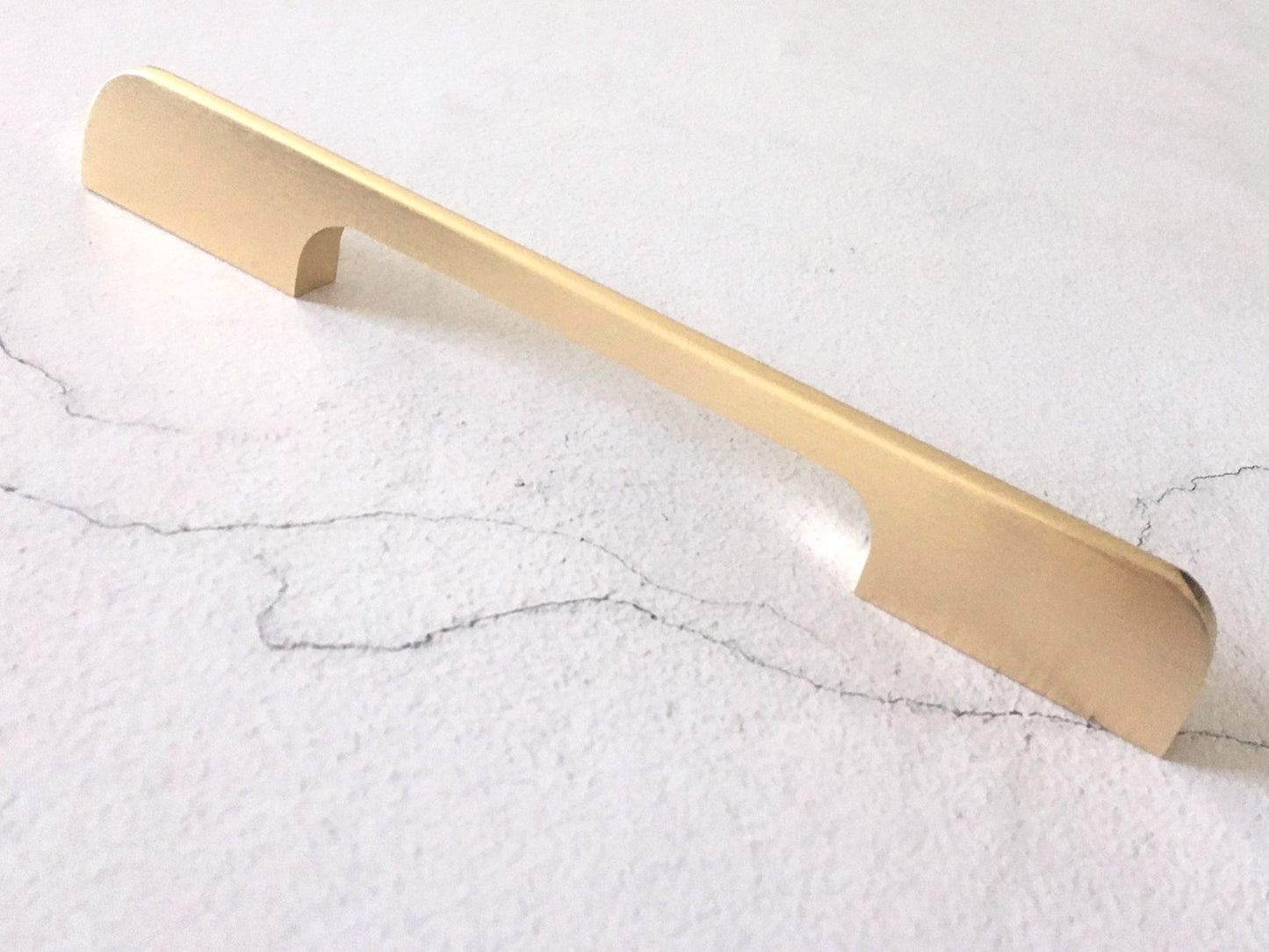 Brushed Gold Brass Cabinet Pull, Alumimum, Mid Century Modern Drawer Handle