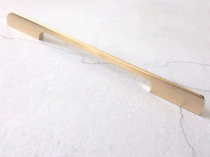 Brushed Gold Brass Cabinet Pull, Alumimum, Mid Century Modern Drawer Handle