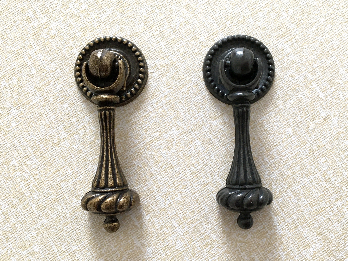 Vintage Style Pendant Drawer Pull, Teardrop Cabinet Knob, Antique Bronze Black Hardware