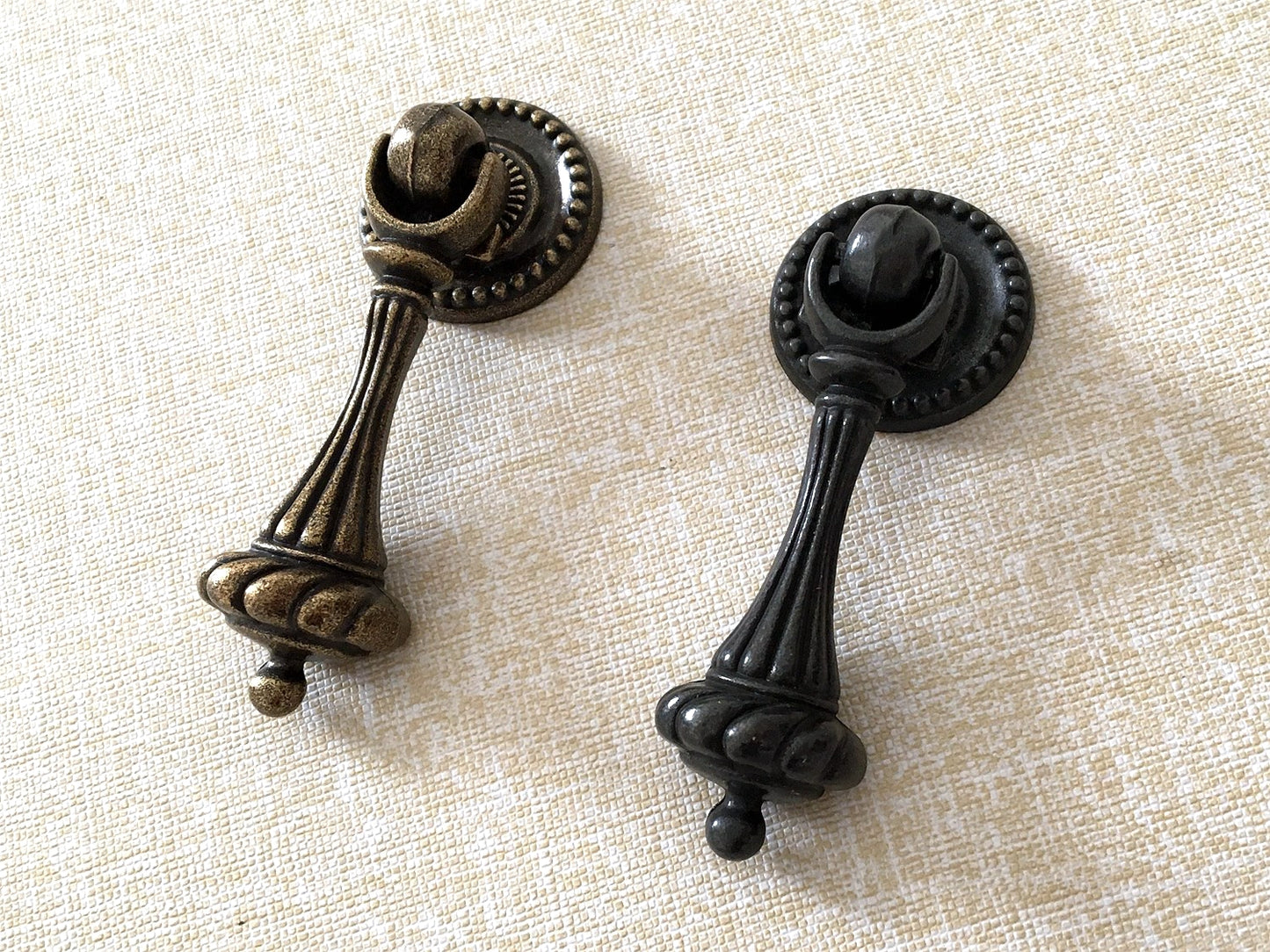 Vintage Style Pendant Drawer Pull, Teardrop Cabinet Knob, Antique Bronze Black Hardware