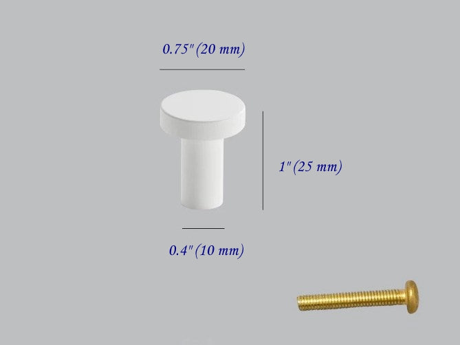 Solid Brass Circle Cabinet Disc Knob - White - LynnsHardware