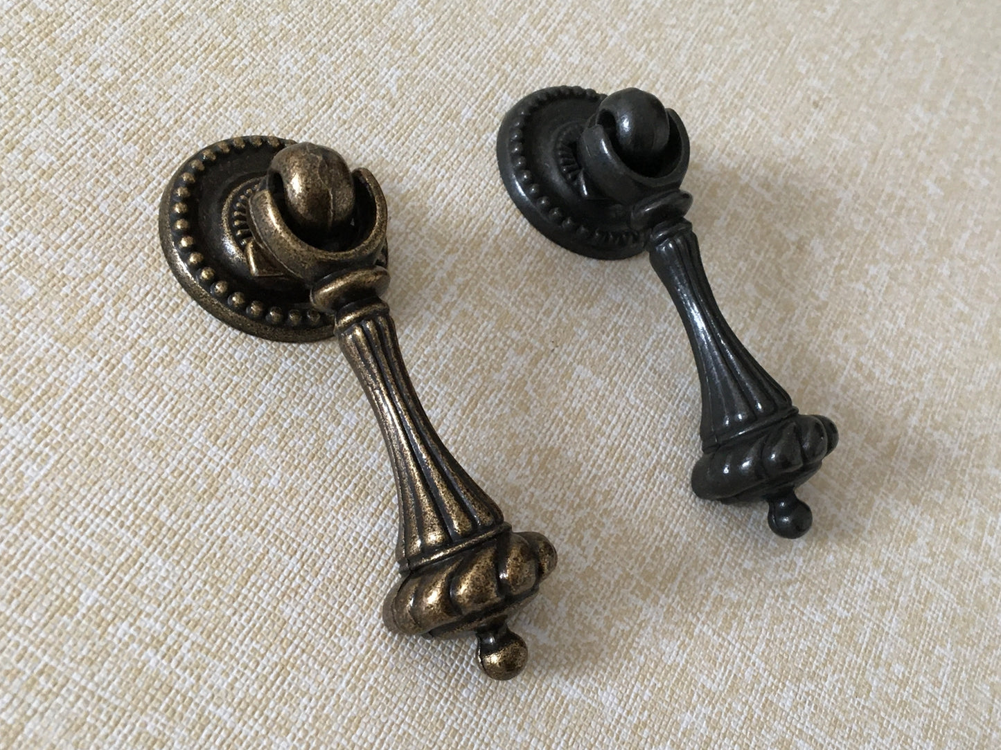 Vintage Style Pendant Drawer Pull, Teardrop Cabinet Knob, Antique Bronze Black Hardware