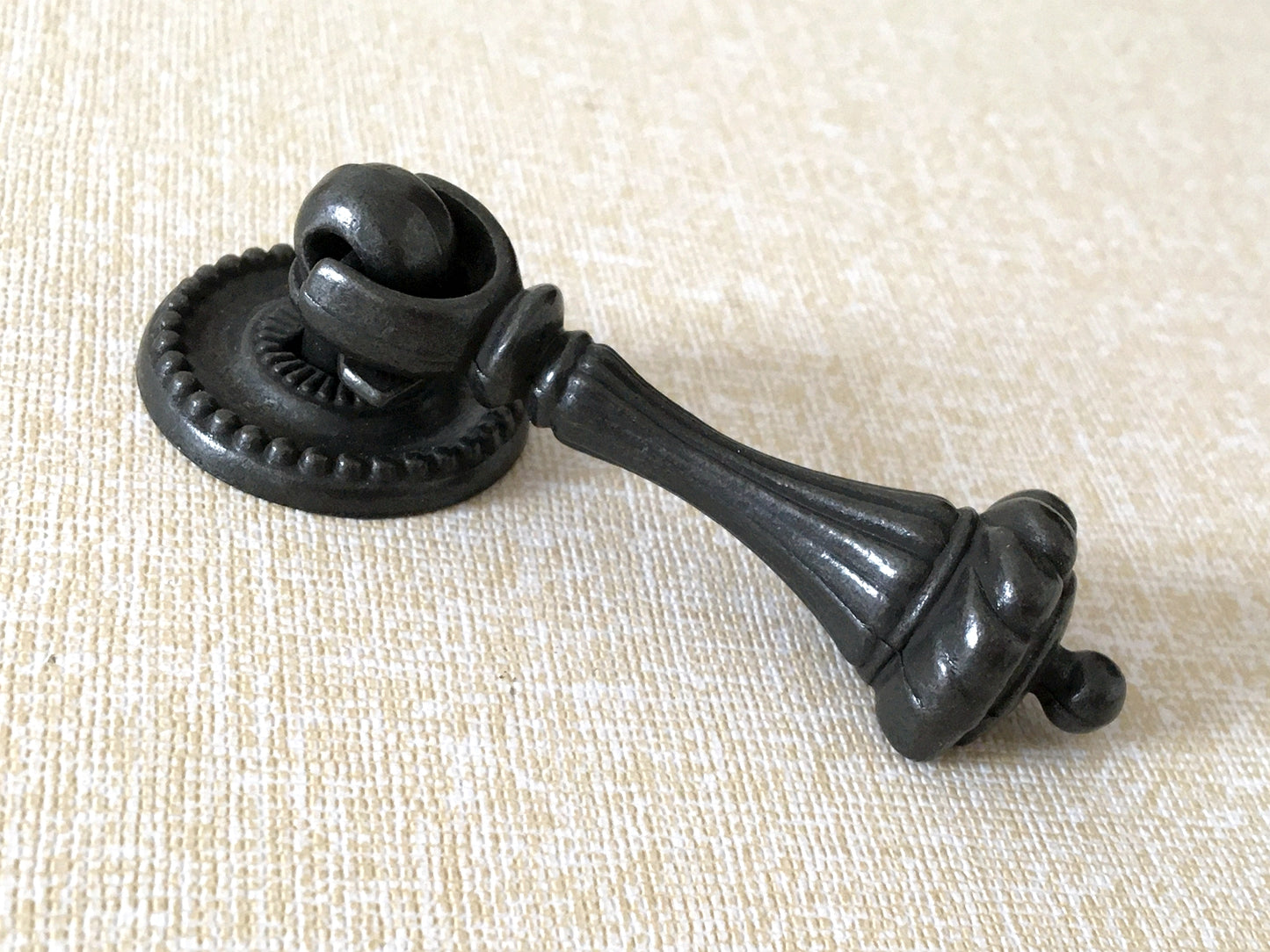 Vintage Style Pendant Drawer Pull, Teardrop Cabinet Knob, Antique Bronze Black Hardware