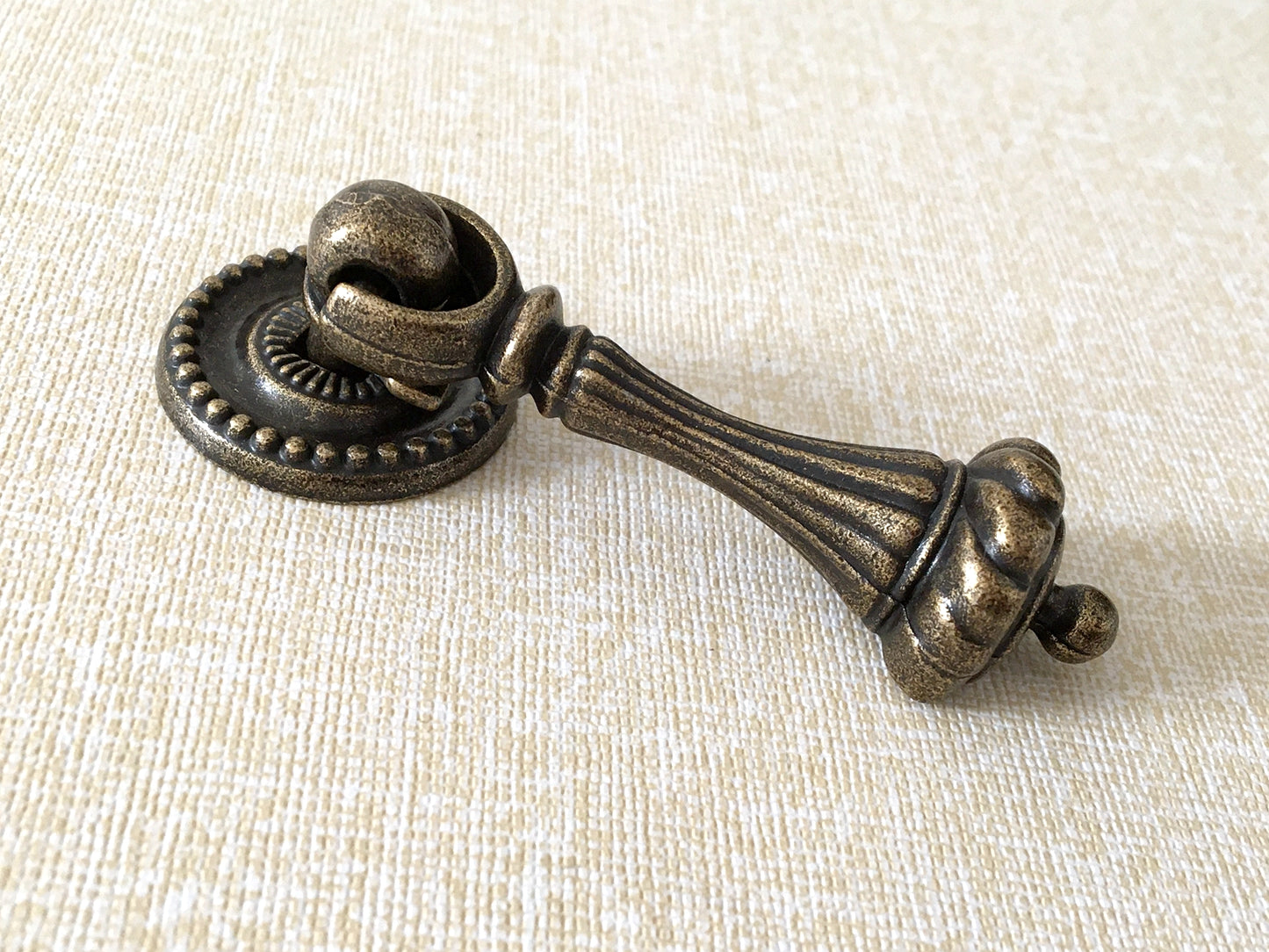 Vintage Style Pendant Drawer Pull, Teardrop Cabinet Knob, Antique Bronze Black Hardware