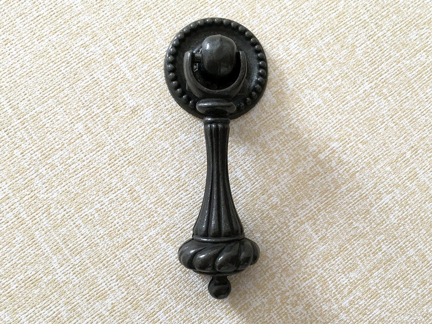 Vintage Style Pendant Drawer Pull, Teardrop Cabinet Knob, Antique Bronze Black Hardware