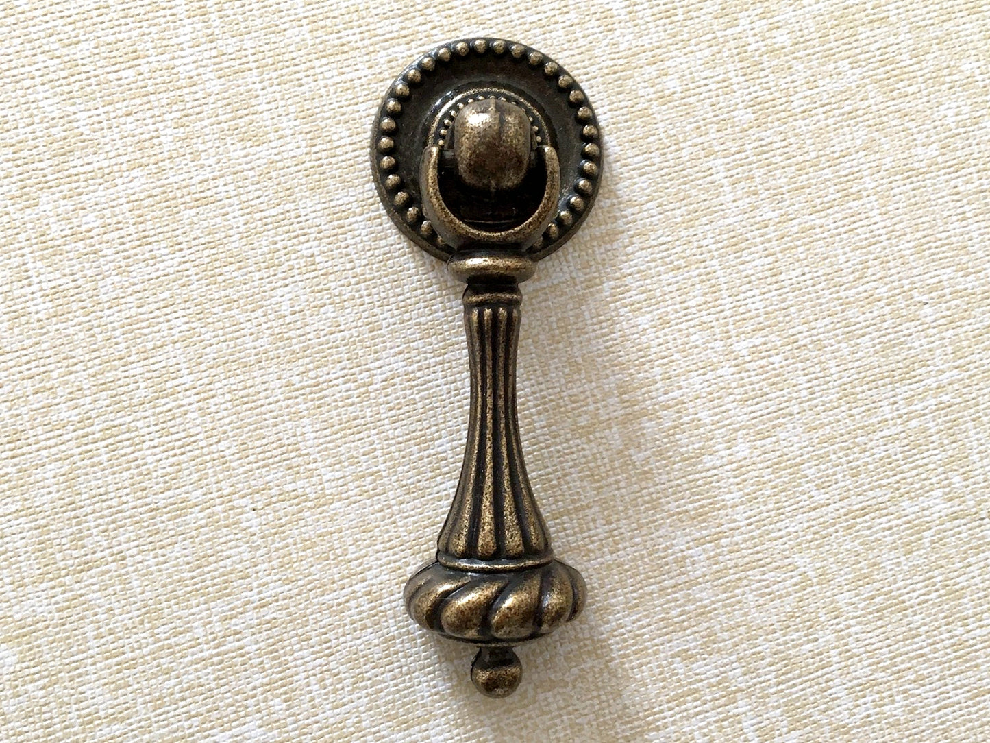 Vintage Style Pendant Drawer Pull, Teardrop Cabinet Knob, Antique Bronze Black Hardware