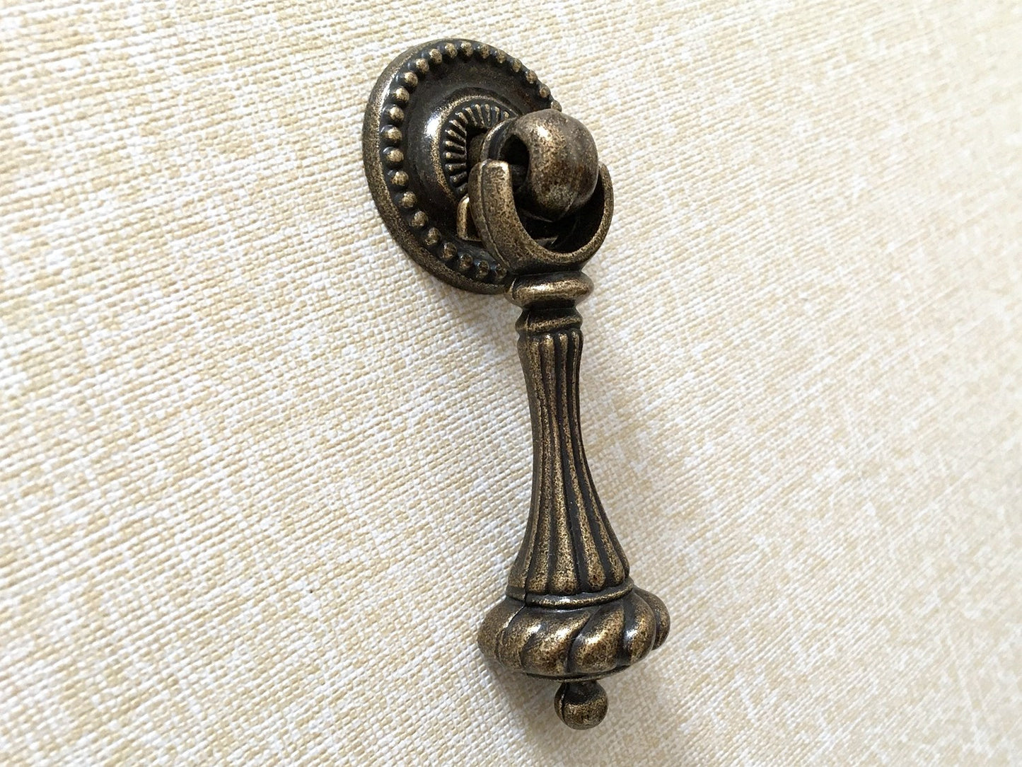 Vintage Style Pendant Drawer Pull, Teardrop Cabinet Knob, Antique Bronze Black Hardware
