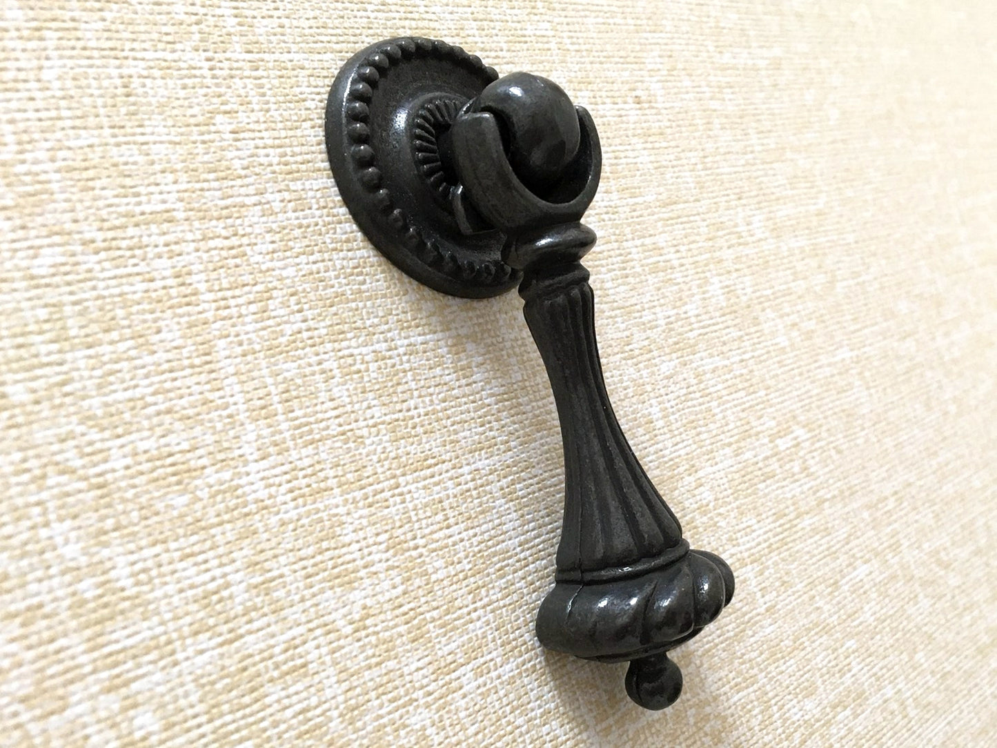 Vintage Style Pendant Drawer Pull, Teardrop Cabinet Knob, Antique Bronze Black Hardware