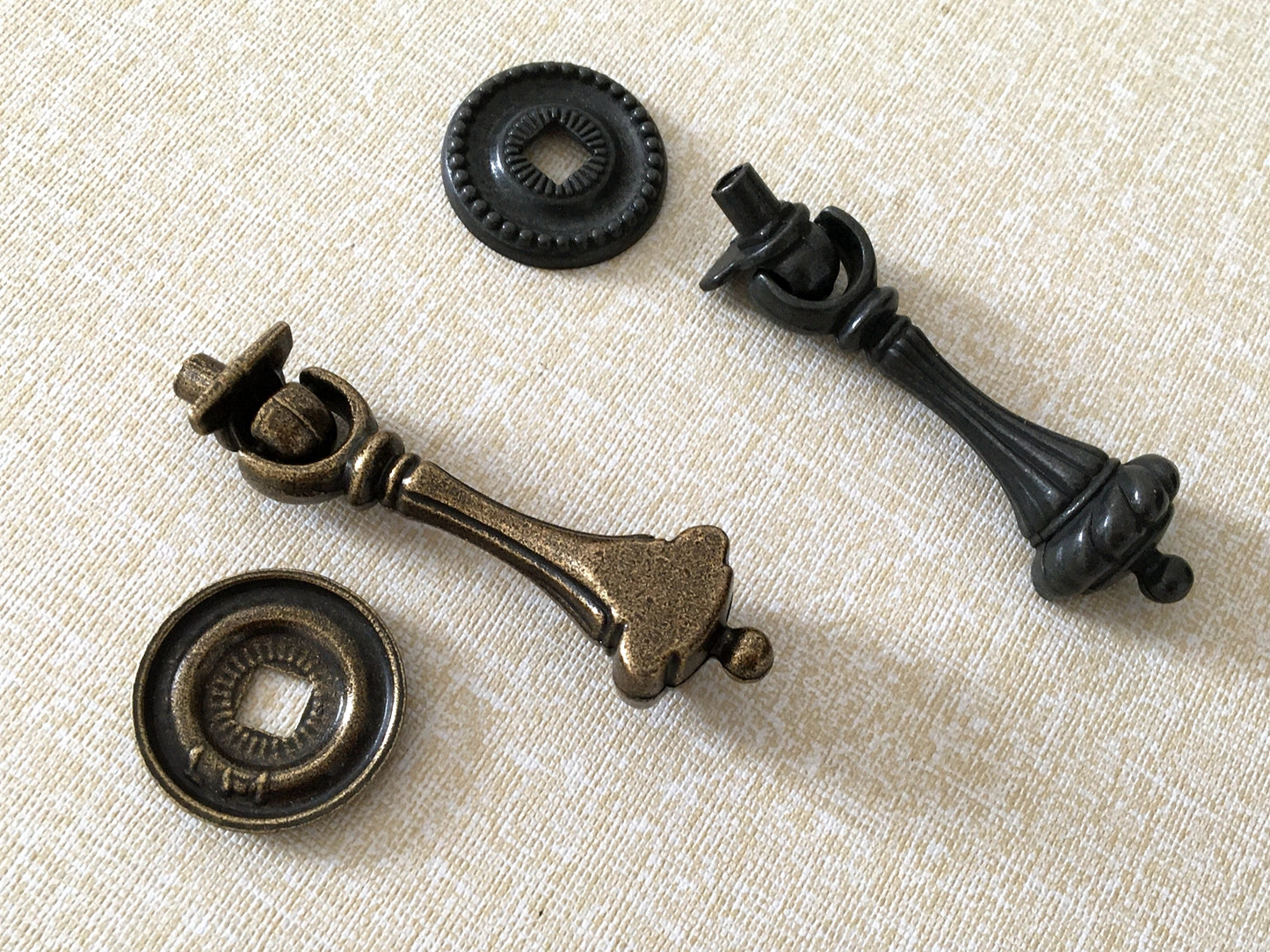 Vintage Style Pendant Drawer Pull, Teardrop Cabinet Knob, Antique Bronze Black Hardware