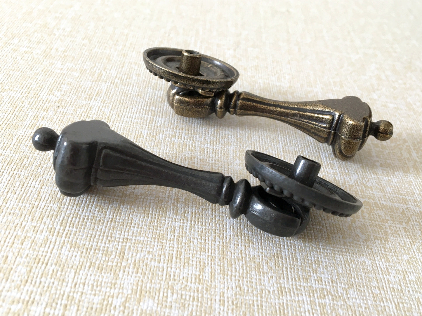 Vintage Style Pendant Drawer Pull, Teardrop Cabinet Knob, Antique Bronze Black Hardware
