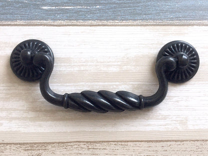 4.25" Drawer Pull Bail Drop Handles Antique Black Vintage Style