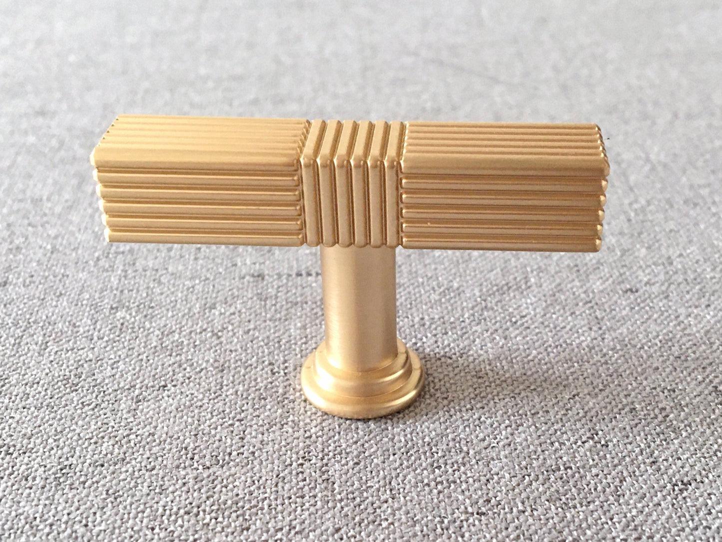 3.75" 5" 7.5" Striped Square Cabinet Pull - Brushed Gold