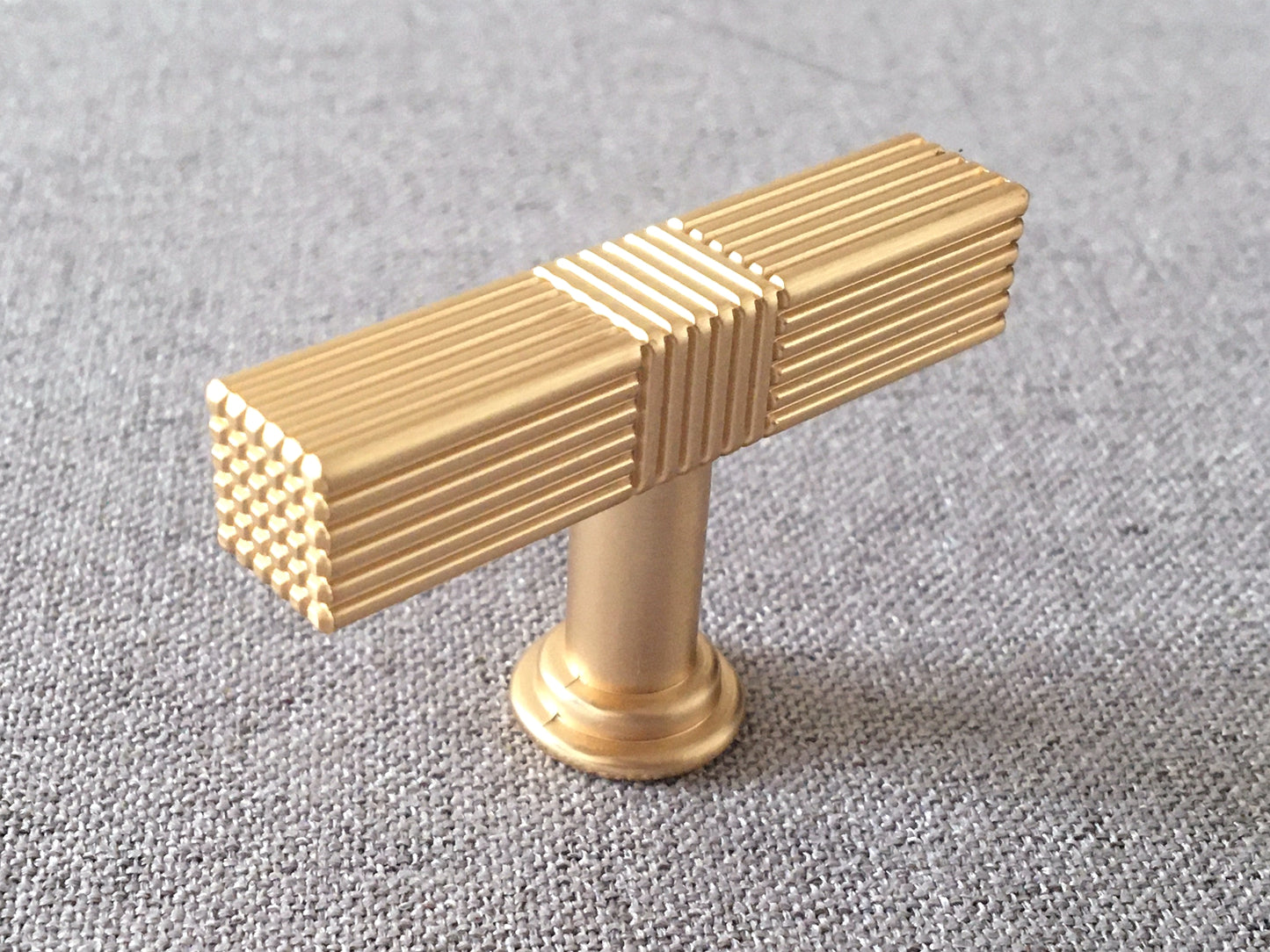3.75" 5" 7.5" Striped Square Cabinet Pull - Brushed Gold