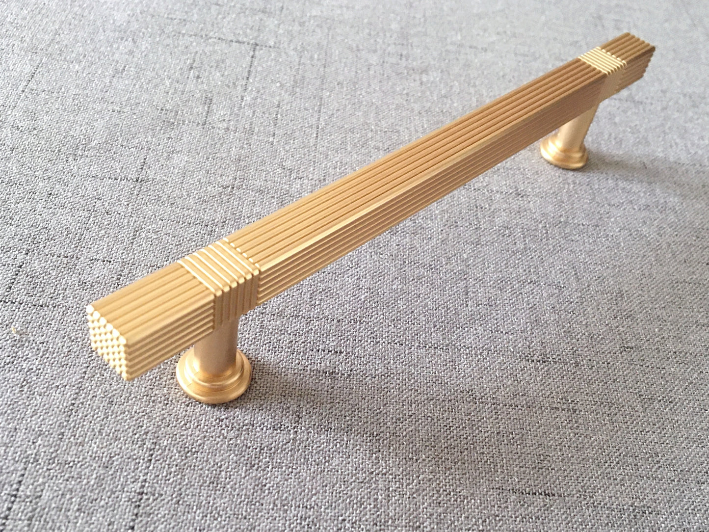 3.75" 5" 7.5" Striped Square Cabinet Pull - Brushed Gold