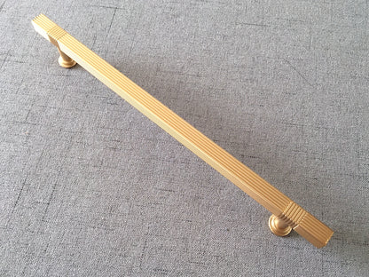 3.75" 5" 7.5" Striped Square Cabinet Pull - Brushed Gold