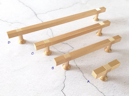 Gold Square Drawer Pulls - 3.75" 5" 7.5"