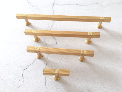 Gold Square Drawer Pulls - 3.75" 5" 7.5"