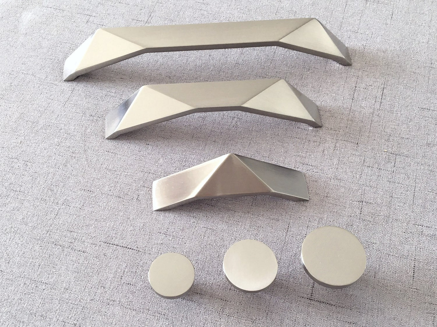 Nickel Geometric Cabinet Handles, Drawer Pulls, Modern Kitchen Hardware