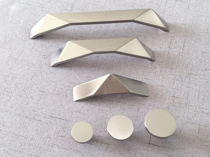 Nickel Geometric Cabinet Handles, Drawer Pulls, Modern Kitchen Hardware