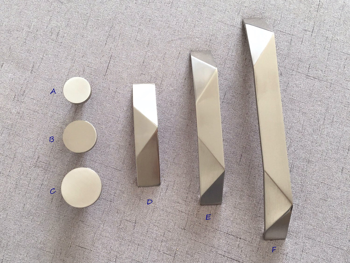 Nickel Geometric Cabinet Handles, Drawer Pulls, Modern Kitchen Hardware