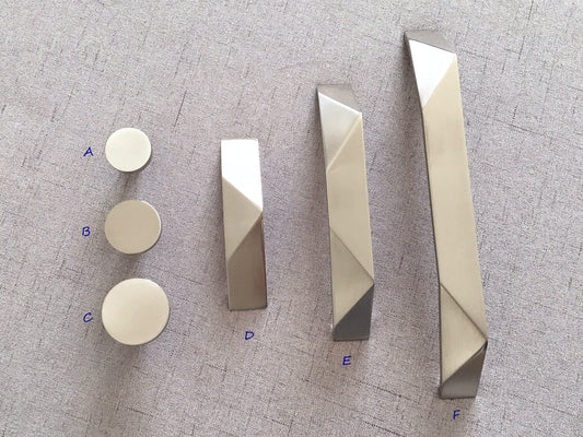 Nickel Geometric Cabinet Handles, Drawer Pulls, Modern Kitchen Hardware