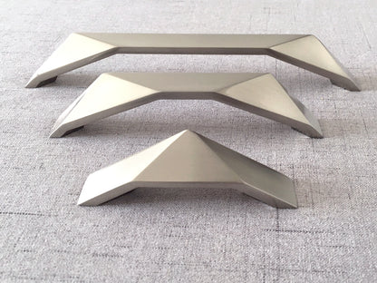 Nickel Geometric Cabinet Handles, Drawer Pulls, Modern Kitchen Hardware