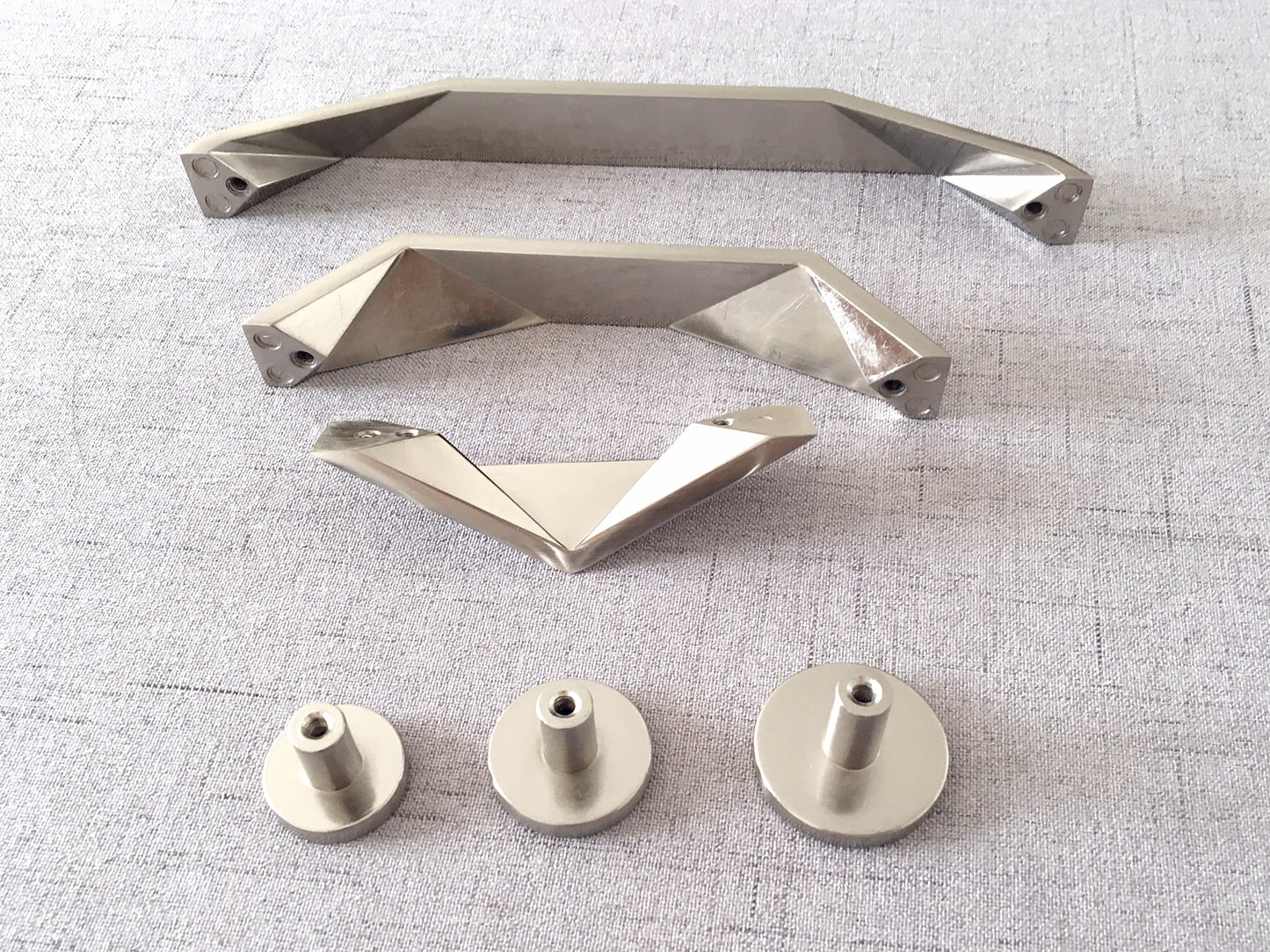 Nickel Geometric Cabinet Handles, Drawer Pulls, Modern Kitchen Hardware