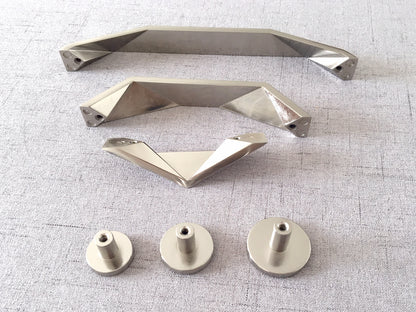 Nickel Geometric Cabinet Handles, Drawer Pulls, Modern Kitchen Hardware