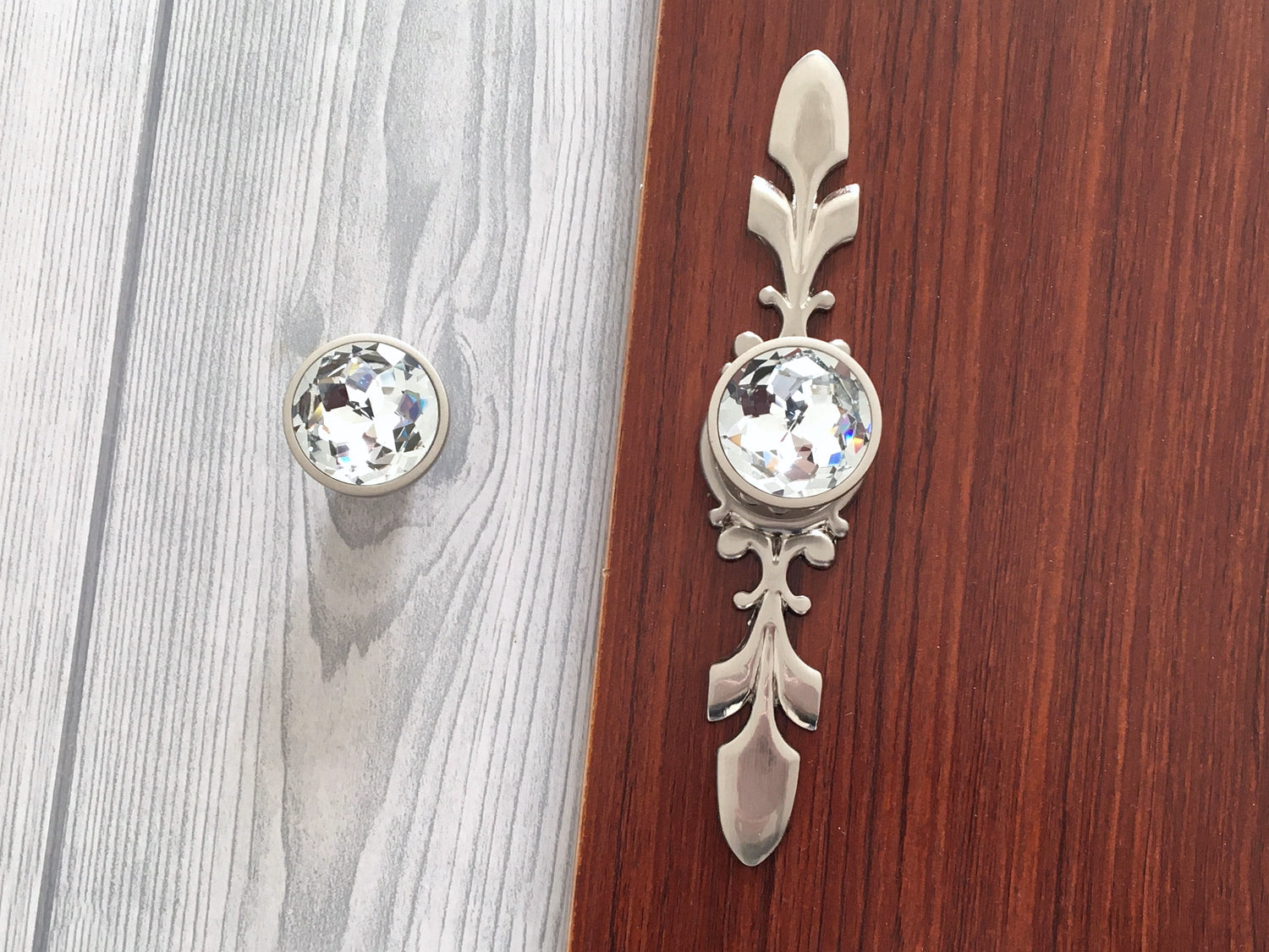 Clear Glass Drawer Knobs with Brushed Nickel Backplate - LynnsHardware