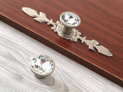 Clear Glass Drawer Knobs with Brushed Nickel Backplate - LynnsHardware
