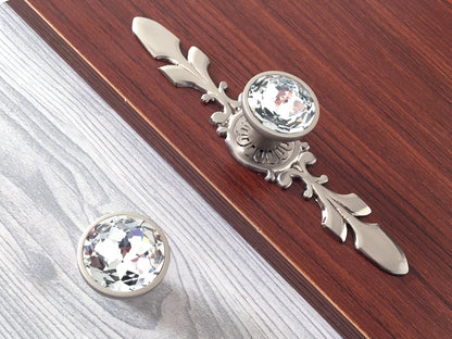Clear Glass Drawer Knobs with Brushed Nickel Backplate - LynnsHardware