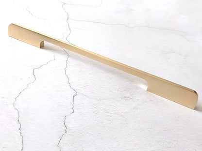 Brushed Gold Brass Cabinet Pull, Alumimum, Mid Century Modern Drawer Handle