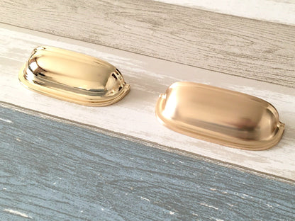 2.5" Gold Cup Drawer Pull, Cabinet Knobs, 64 mm Centers, Kitchen Hardware