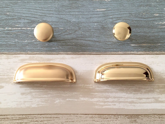 2.5" Gold Cup Drawer Pull, Cabinet Knobs, 64 mm Centers, Kitchen Hardware