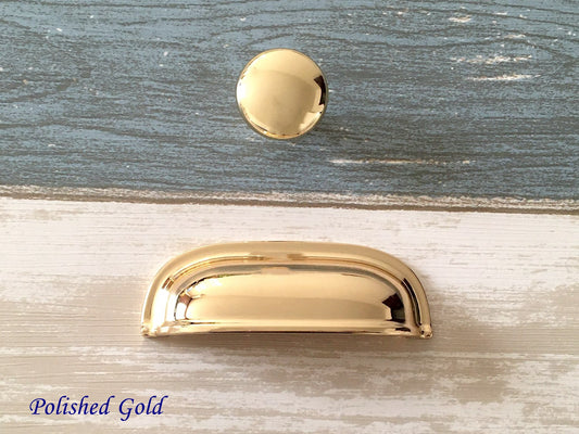 2.5" Gold Cup Drawer Pull, Cabinet Knobs, 64 mm Centers, Kitchen Hardware