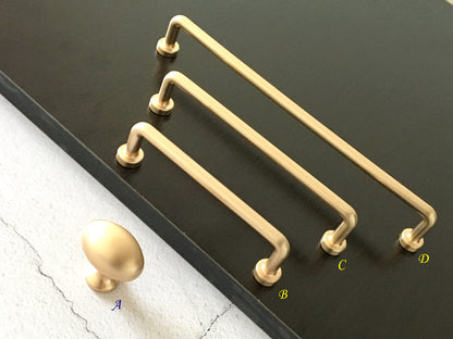 3.75" 5" 7.5" Brushed Gold Wire Cabinet Pulls, Egg Knob, Kitchen Hardware, Slim Simple