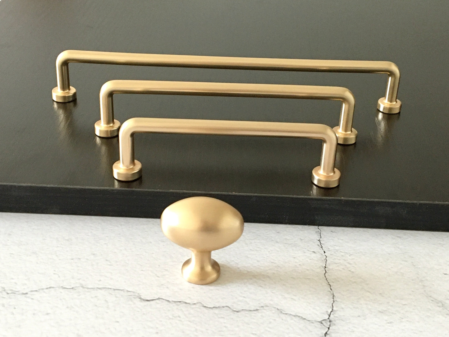 3.75" 5" 7.5" Brushed Gold Wire Cabinet Pulls, Egg Knob, Kitchen Hardware, Slim Simple