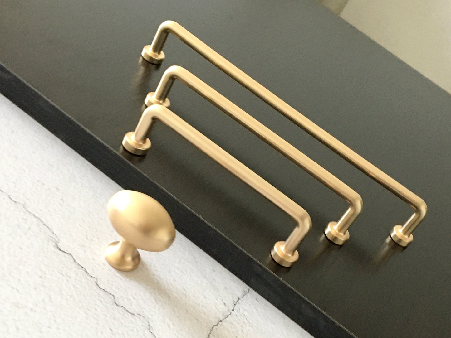 3.75" 5" 7.5" Brushed Gold Wire Cabinet Pulls, Egg Knob, Kitchen Hardware, Slim Simple