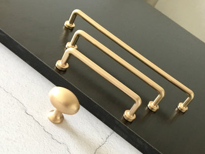 3.75" 5" 7.5" Brushed Gold Wire Cabinet Pulls, Egg Knob, Kitchen Hardware, Slim Simple