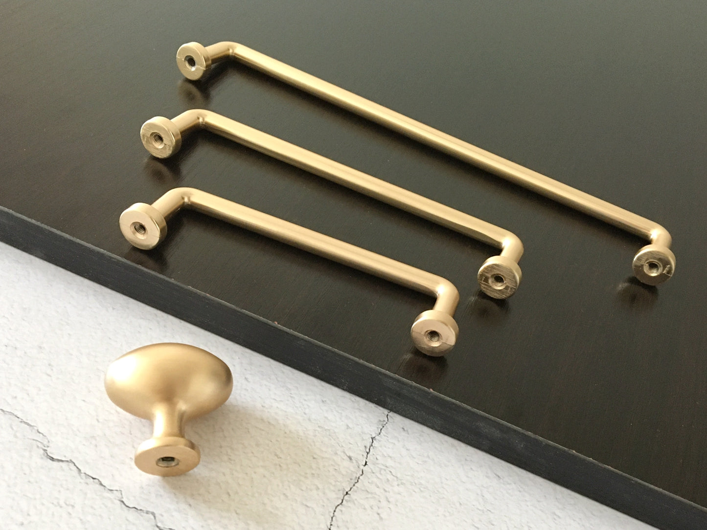 3.75" 5" 7.5" Brushed Gold Wire Cabinet Pulls, Egg Knob, Kitchen Hardware, Slim Simple
