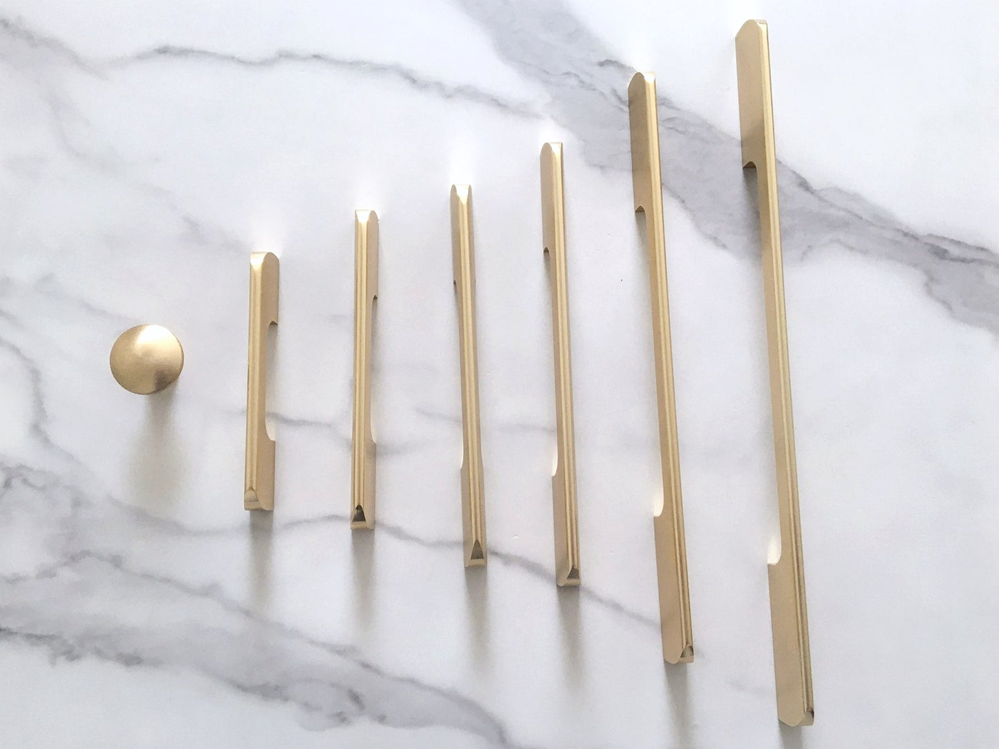 Brushed Gold Brass Cabinet Pull, Alumimum, Mid Century Modern Drawer Handle
