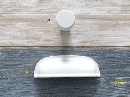 2.5" Cup Drawer Pull, Cabinet Knobs, 64 mm Centers, White Black Gold Nickel Gray